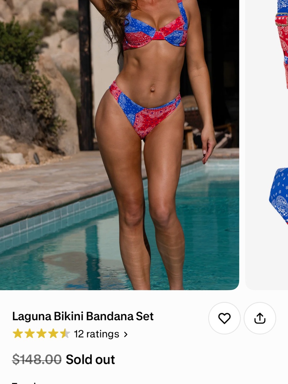 Blue & Red Bandana Print Underwire Bikini - Picture 2 of 4
